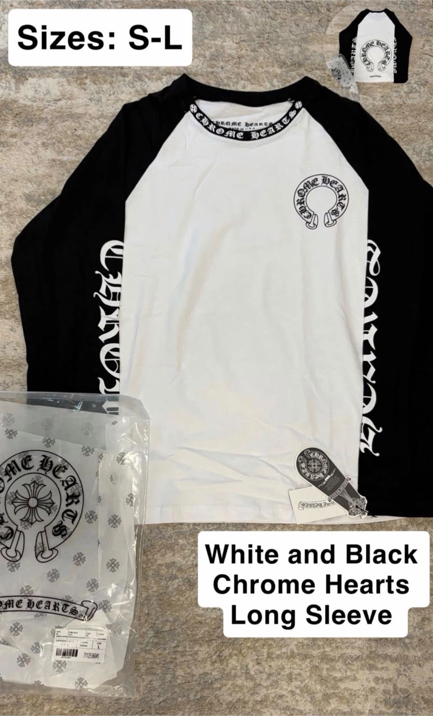 White and Black Chrome Hearts Long Sleeve