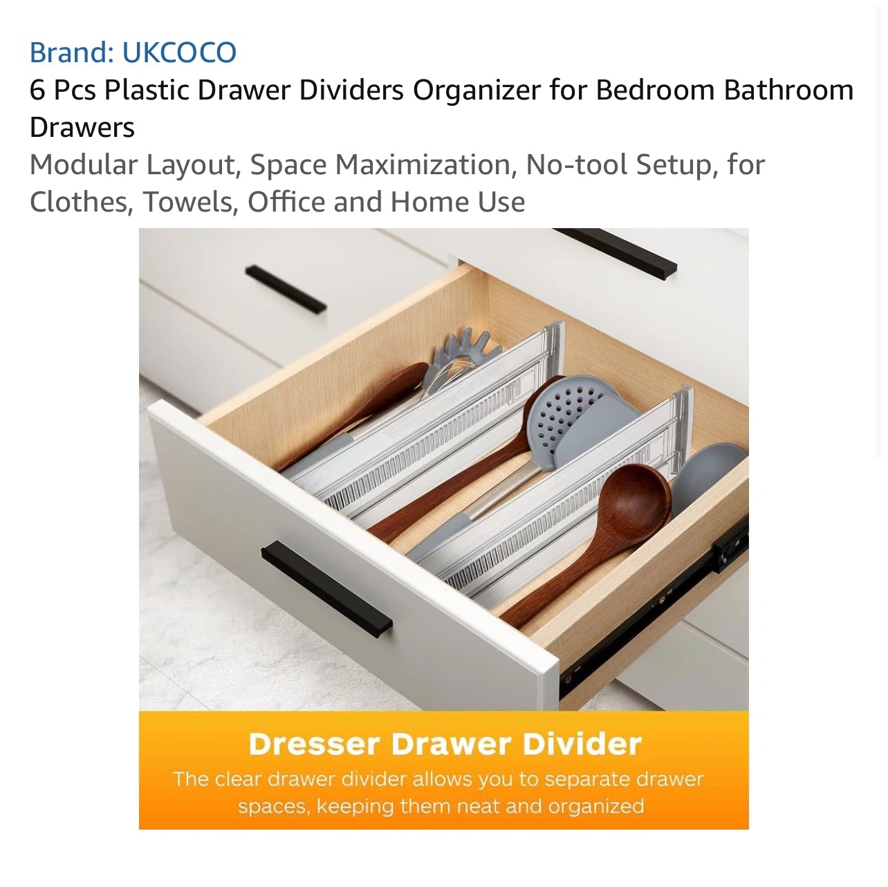 BRAND NEW 6-Piece Adjustable Plastic Drawer Dividers - photo 3
