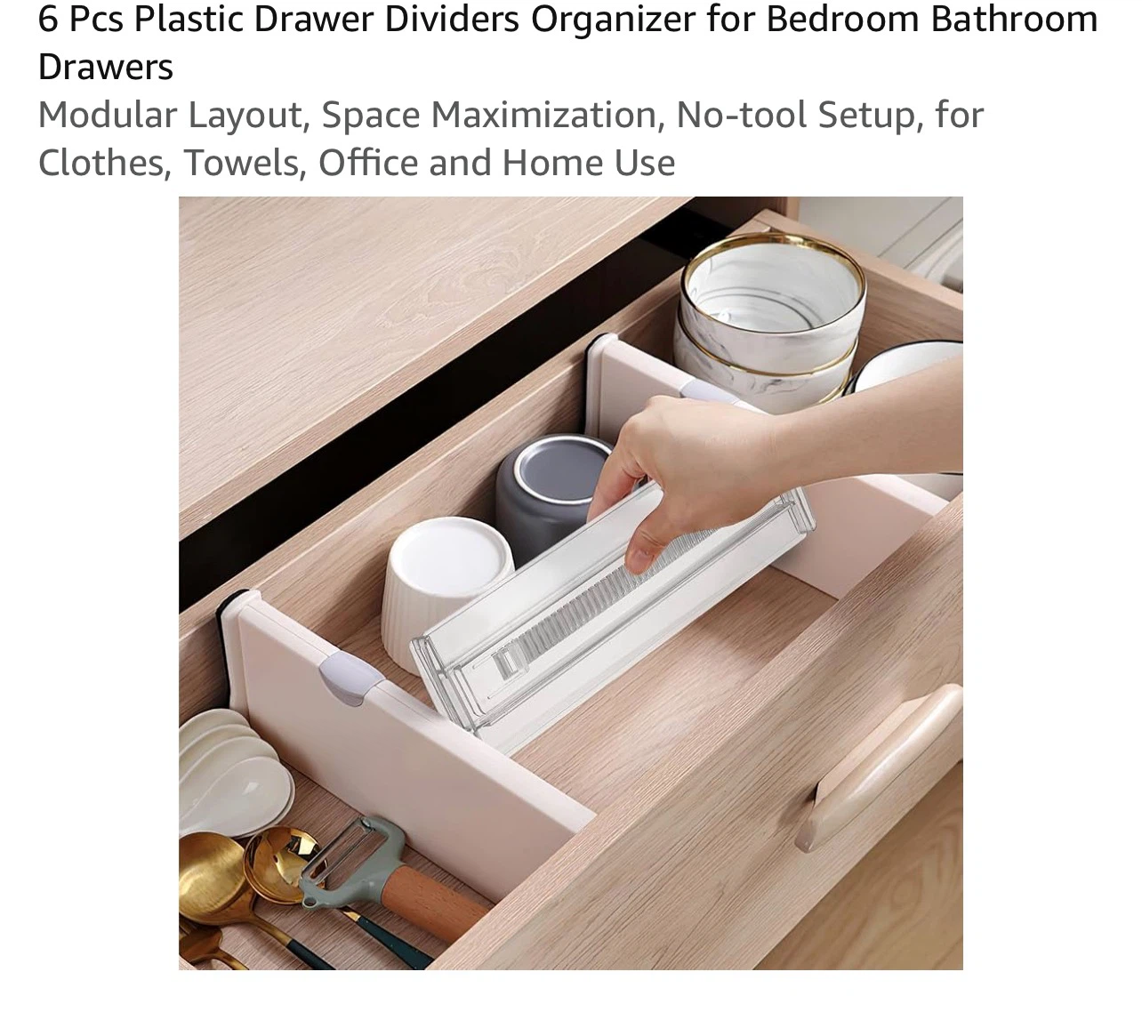 BRAND NEW 6-Piece Adjustable Plastic Drawer Dividers - photo 4