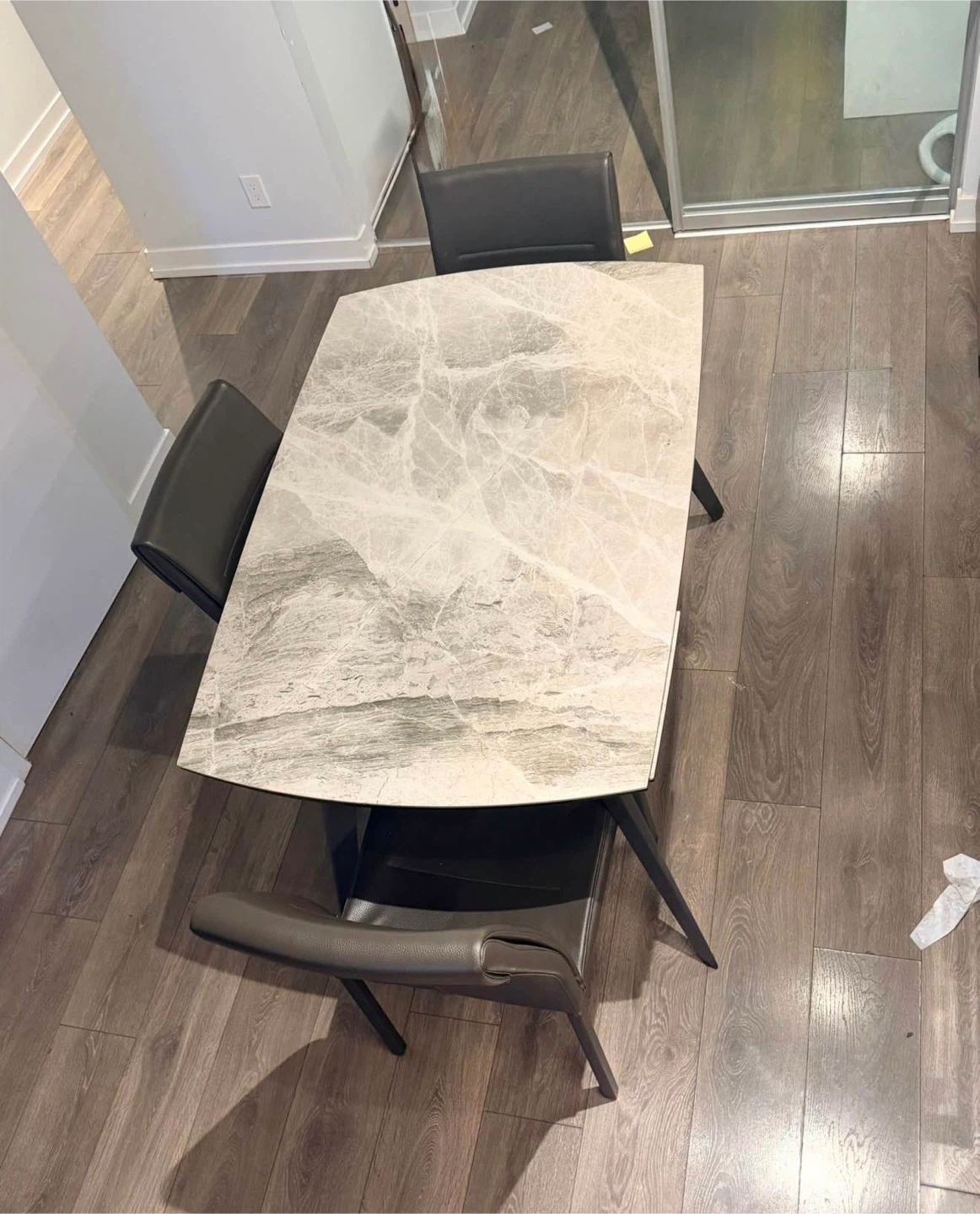 Extendable Marble-Pattern Dining Table Set - photo 3