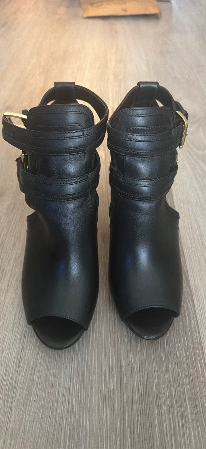 Michael Kors Black Peep-Toe Heeled Booties