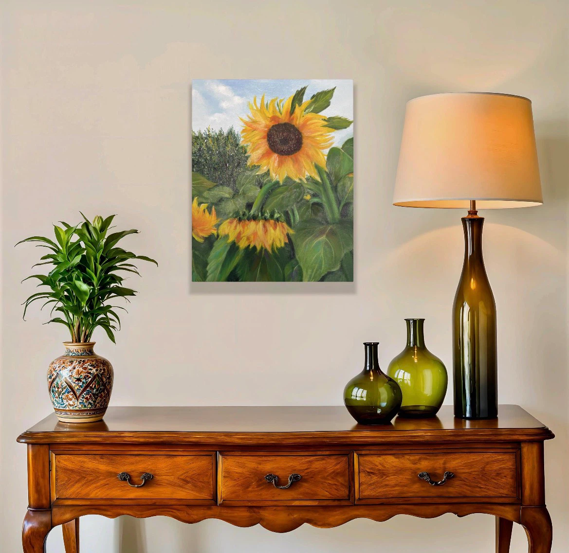 Original Sunflower Painting,Farmhouse Wall Decor (20×16 Inch)