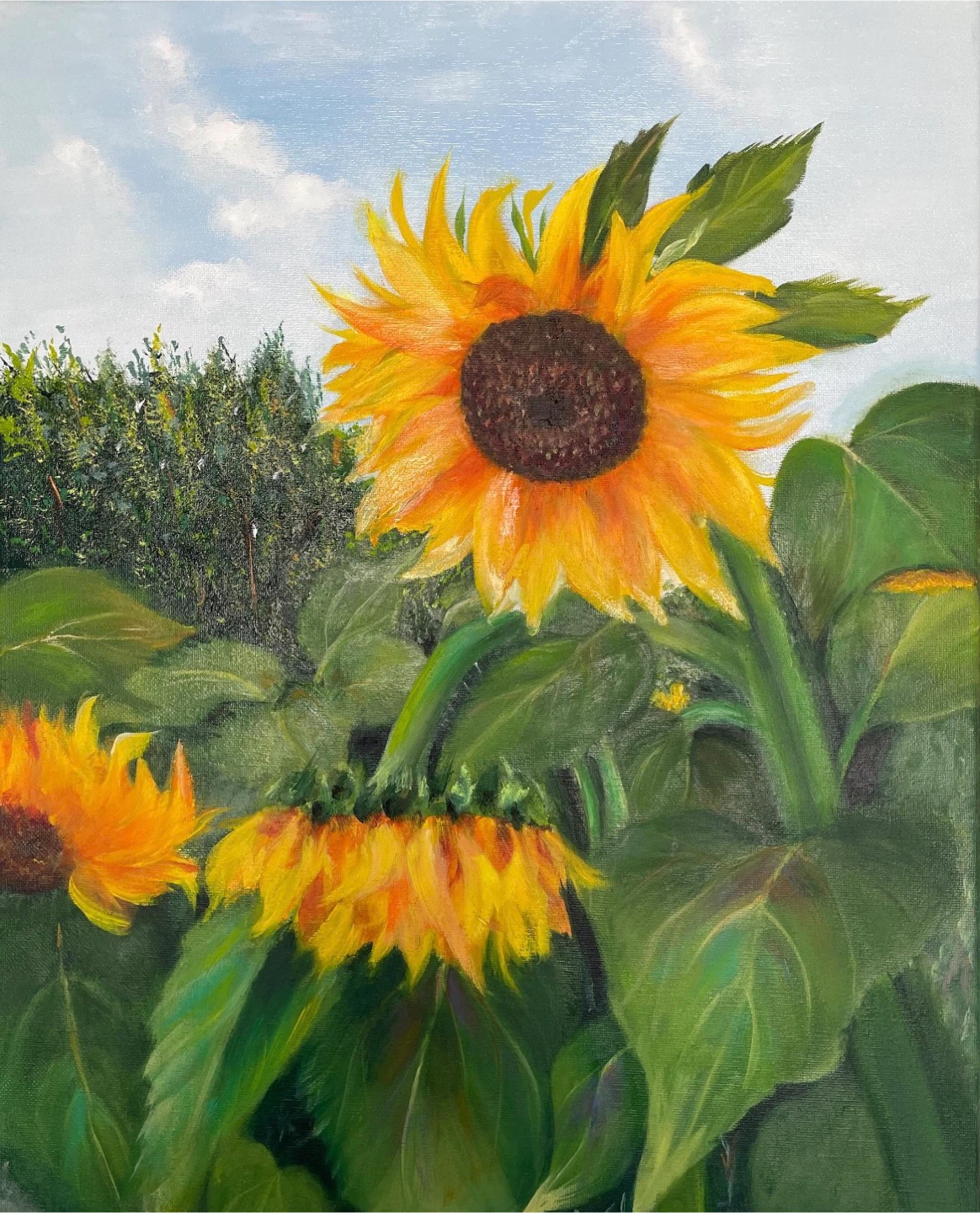 Original Sunflower Painting,Farmhouse Wall Decor (20×16 Inch) - photo 4