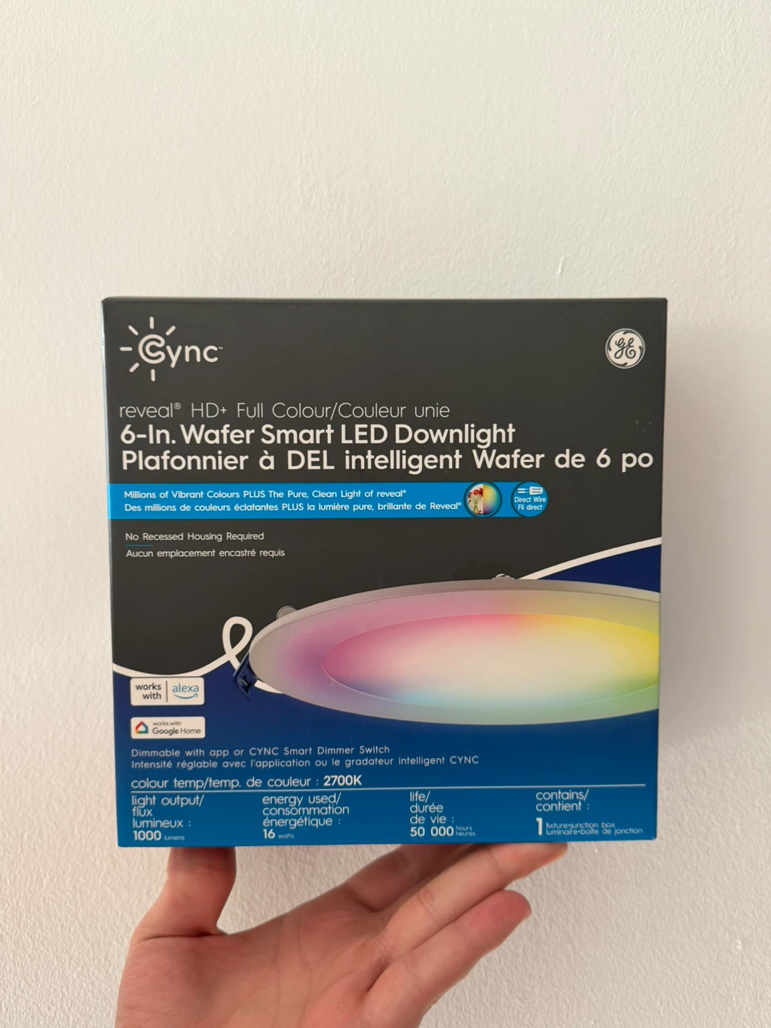 GE CYNC Full Color 6-in Wafer LED, Includes Junction Box, 1-Pack
