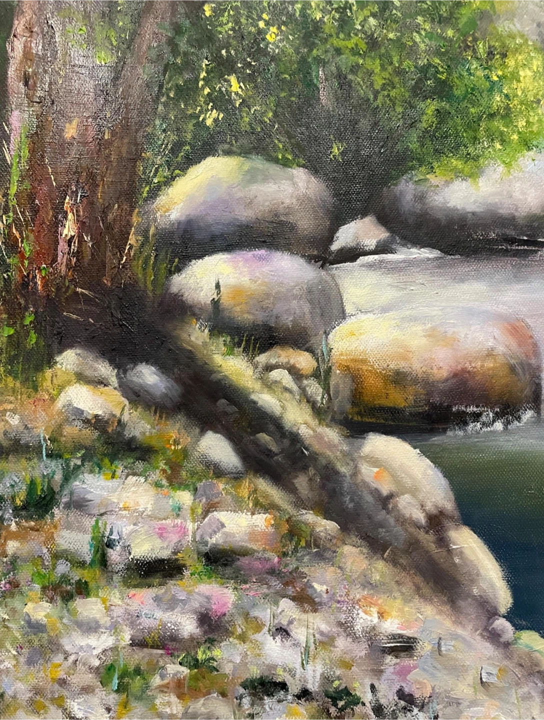 Original Tranquil River Painting,Modern Wall Decor (24X30 Inch) - photo 2