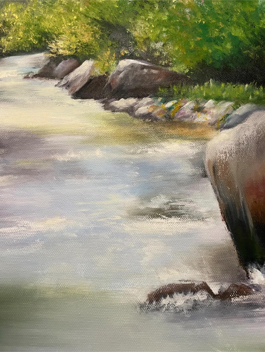Original Tranquil River Painting,Modern Wall Decor (24X30 Inch) - photo 4