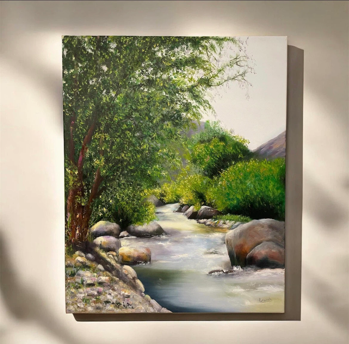 Original Tranquil River Painting,Modern Wall Decor (24X30 Inch) - photo 5