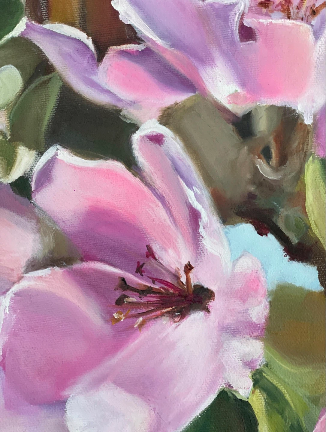 Original Pink Blossom Painting,Botanical Wall Decor (24x16 Inch) - photo 4