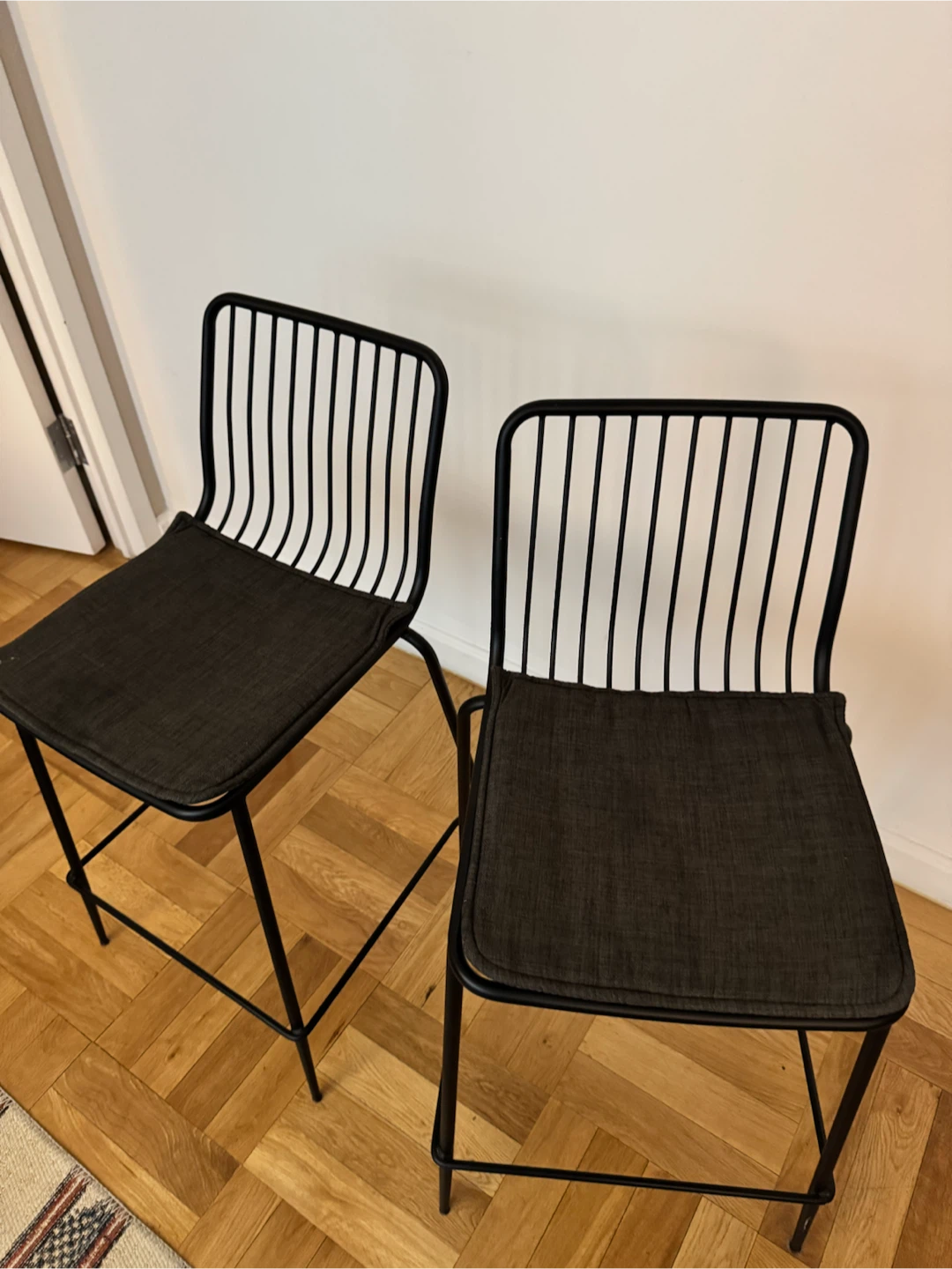 Set of 2 Black Metal Bar Stools - photo 2