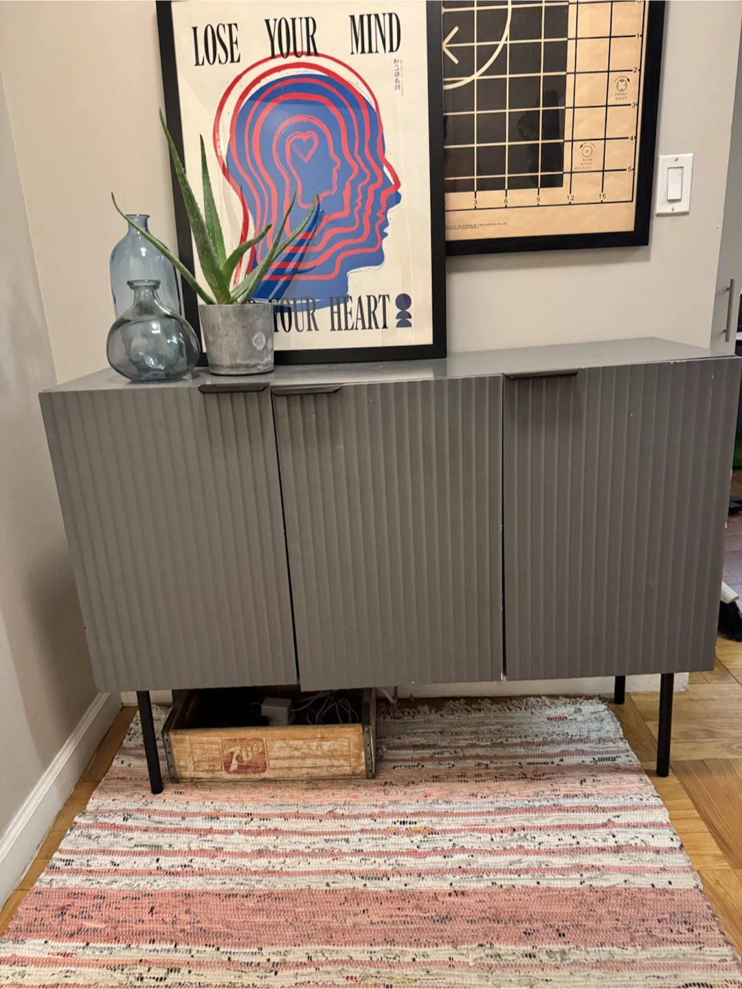 Modern Gray Fluted Sideboard Cabinet - photo 2