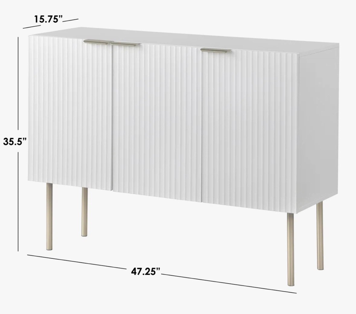 Modern Gray Fluted Sideboard Cabinet - photo 3
