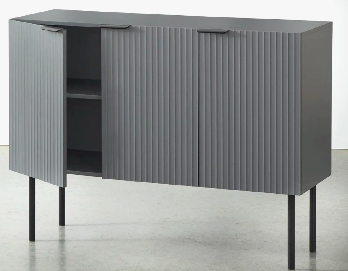 Modern Gray Fluted Sideboard Cabinet - photo 4
