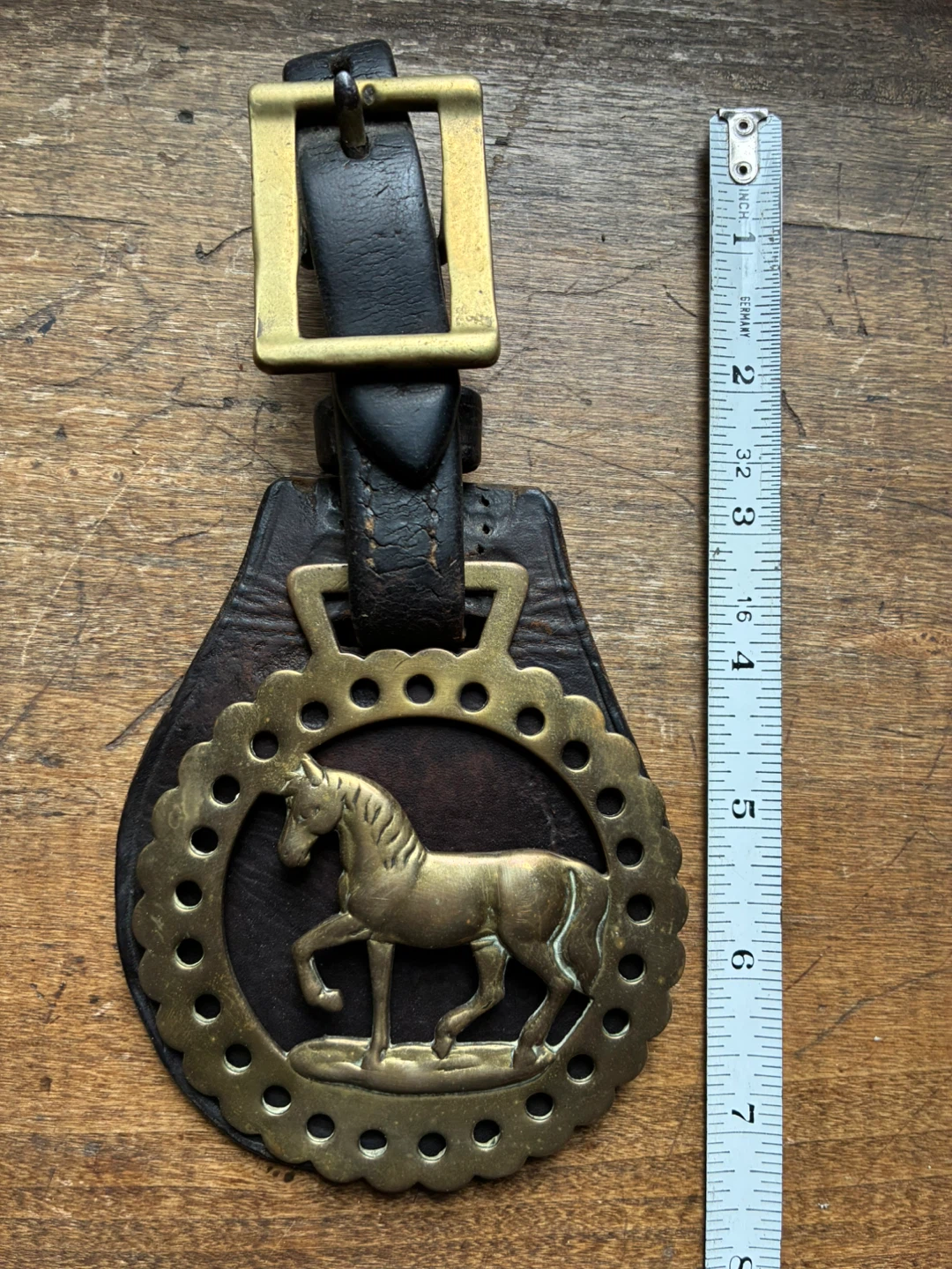 Antique Vintage Horse Brass Martingale Leather Harness - photo 3