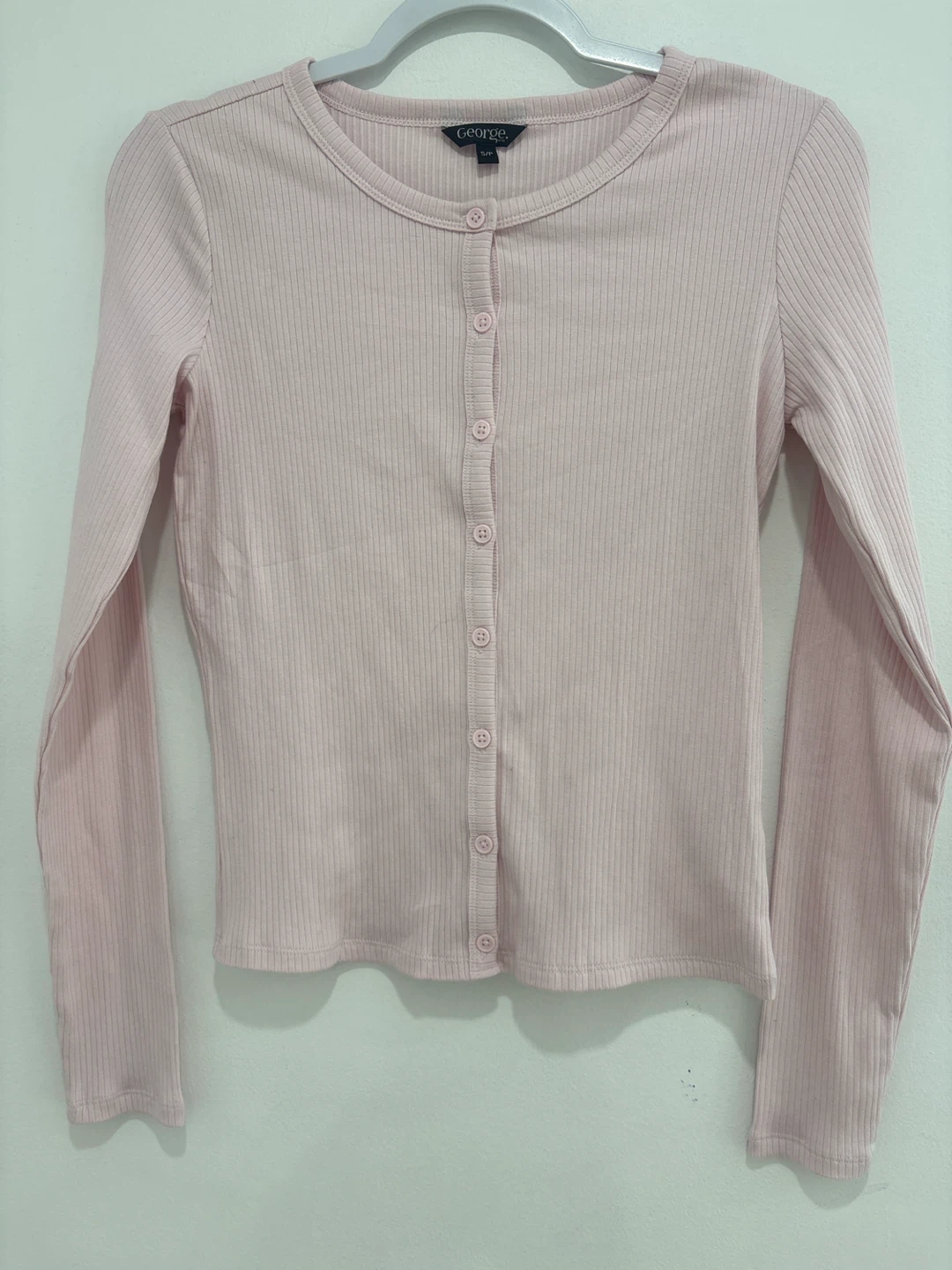 George Light Pink Ribbed Cardigan