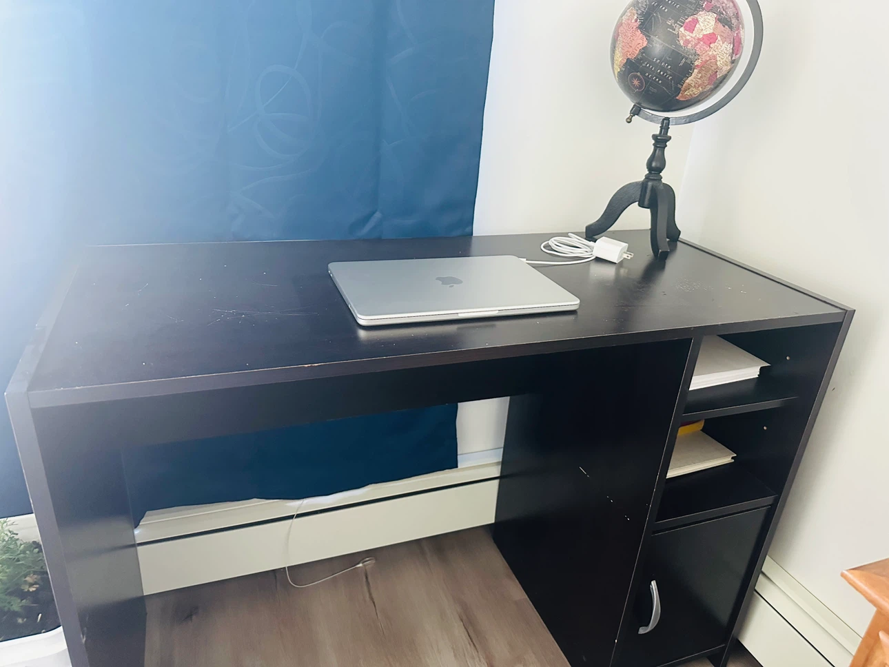 Black Writing Desk with Storage Shelves