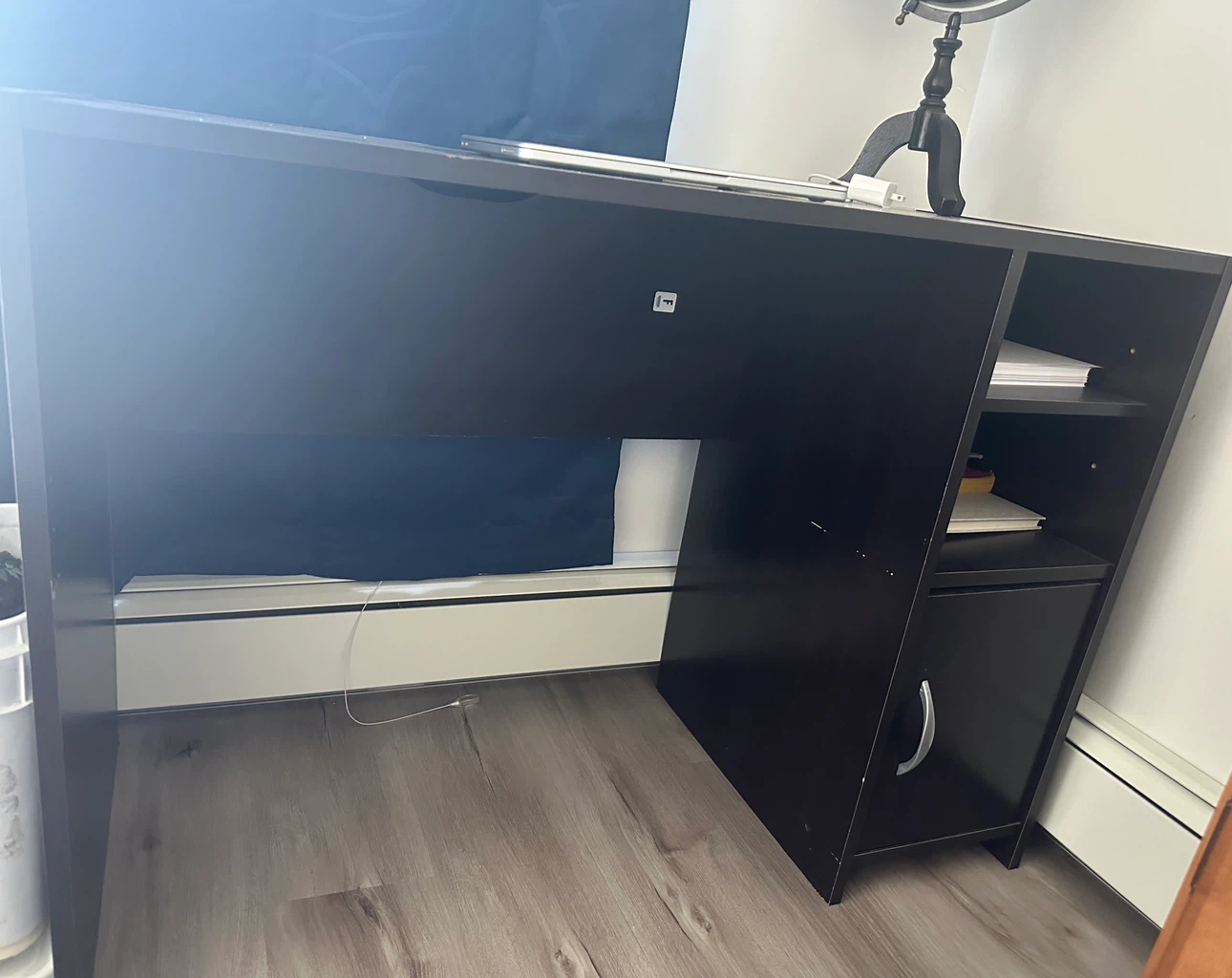 Black Writing Desk with Storage Shelves - photo 3