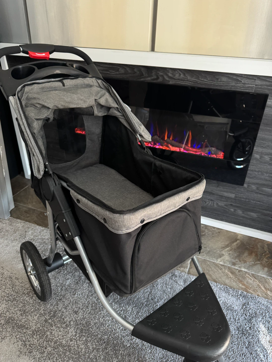 Pawhut Luxury Pet Stroller 3 Rubber Wheels Canopy Zippered Mesh - photo 3