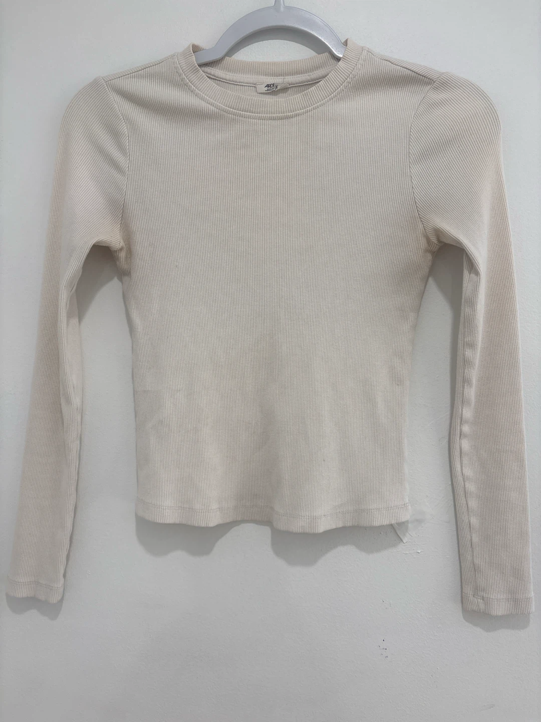Ardene cream ribbed long sleeve top