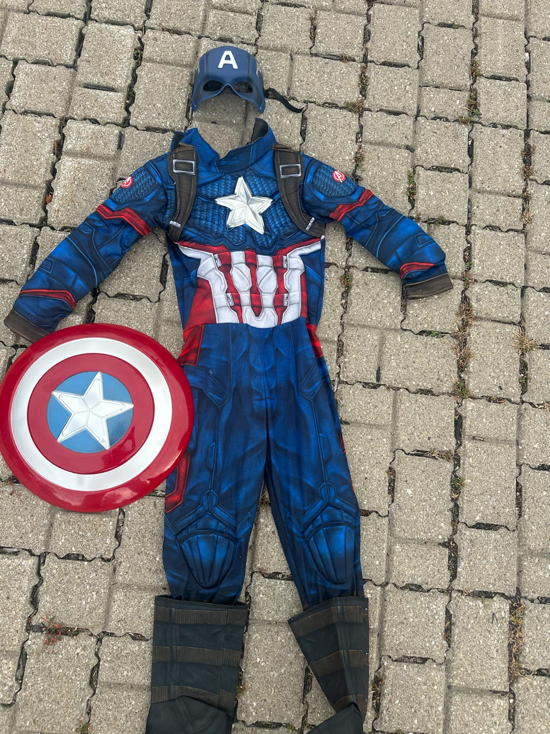 Captain America Halloween Costume with Mask and Shield