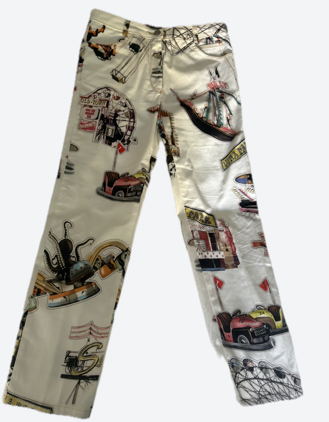 Tricot: White Country Fair Themed Pants - Size 8 - photo 2