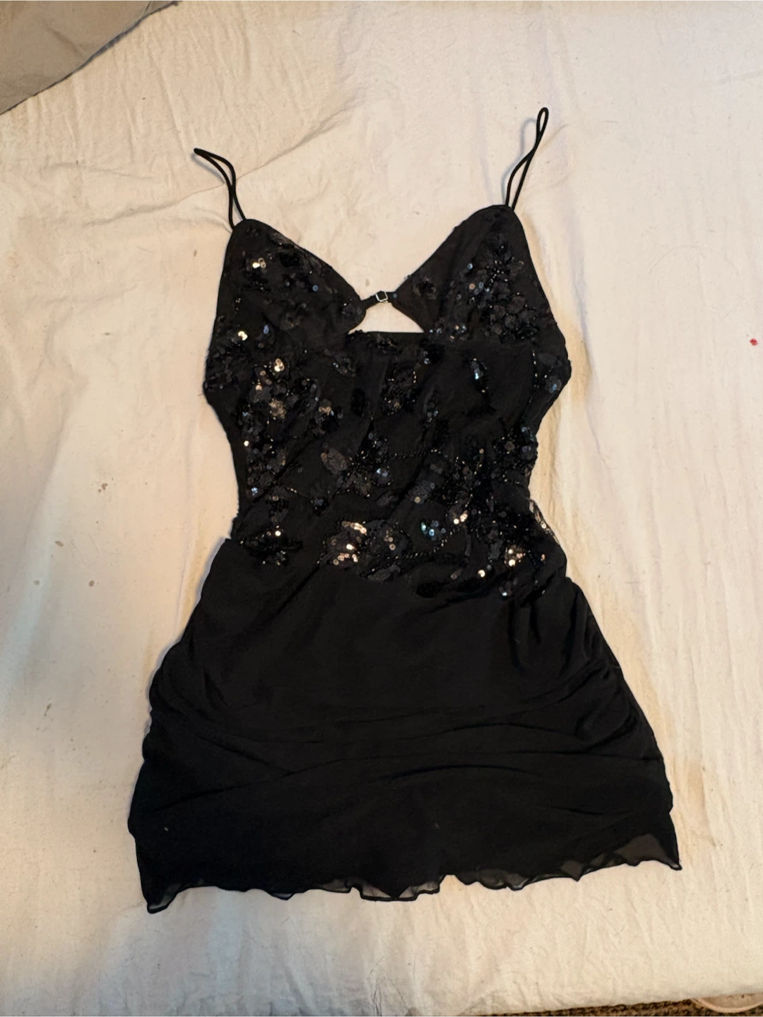Black Sequin mesh Mini Dress