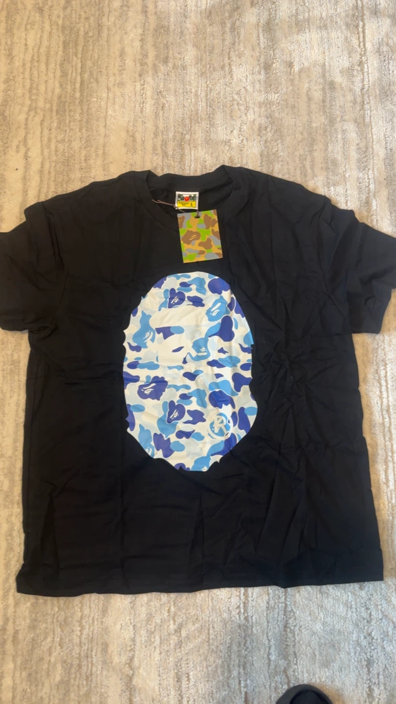 A Bathing Ape BAPE Logo T-Shirt Black Blue - photo 2