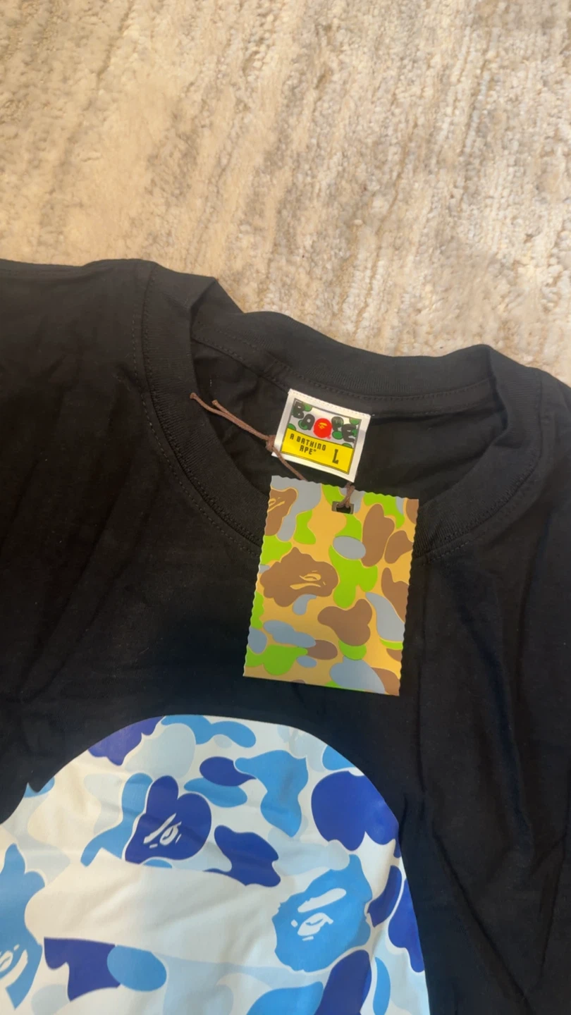A Bathing Ape BAPE Logo T-Shirt Black Blue - photo 3