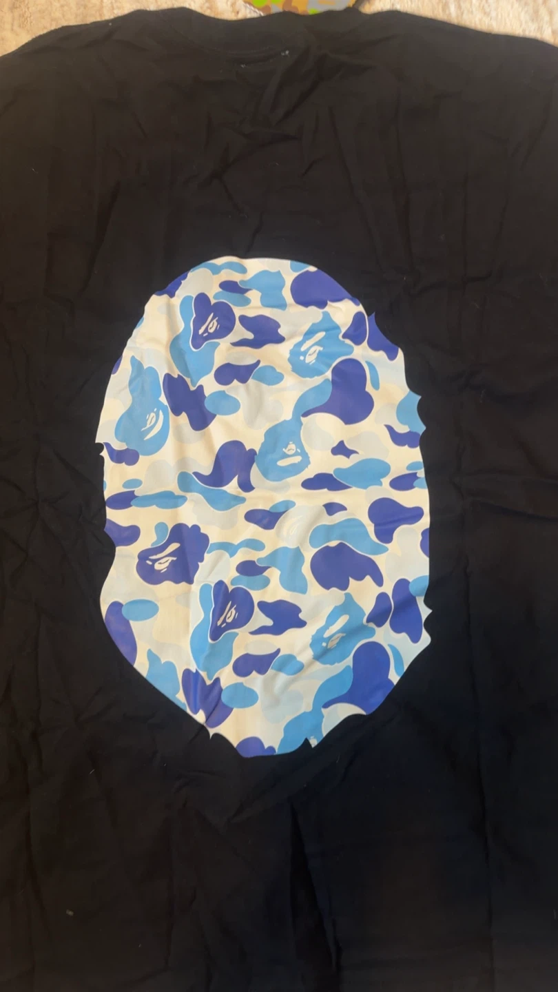 A Bathing Ape BAPE Logo T-Shirt Black Blue - photo 4