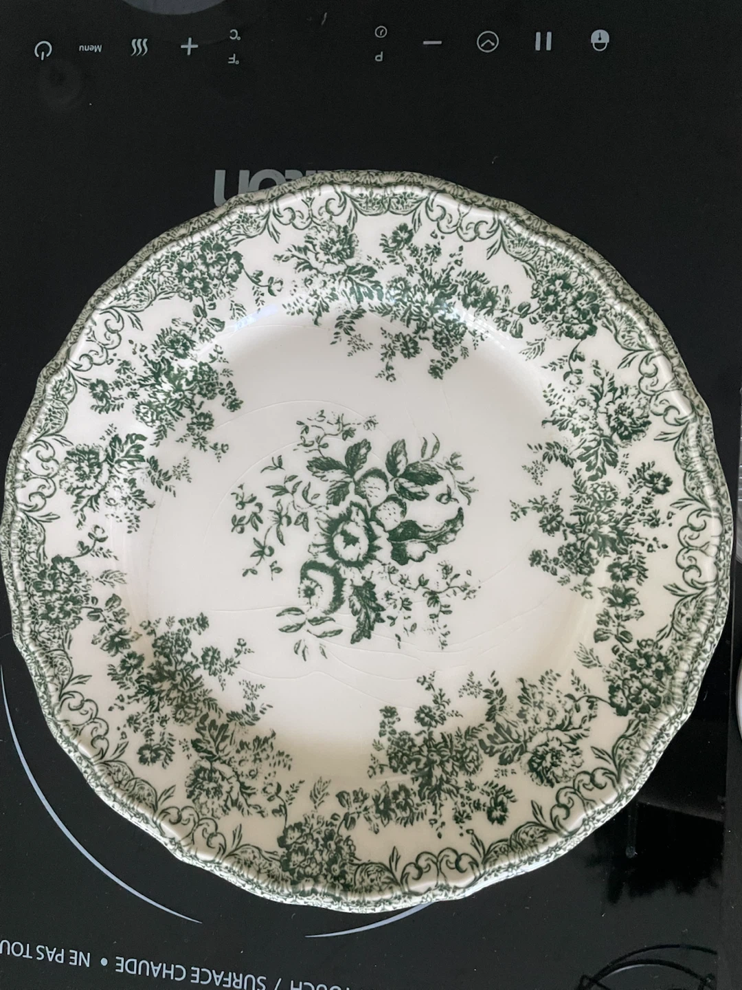 Zara Home green floral earthenware plate