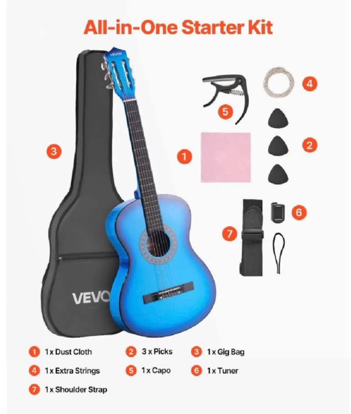 VEVOR 38 Inch Classical Guitar Starter Kit - photo 2