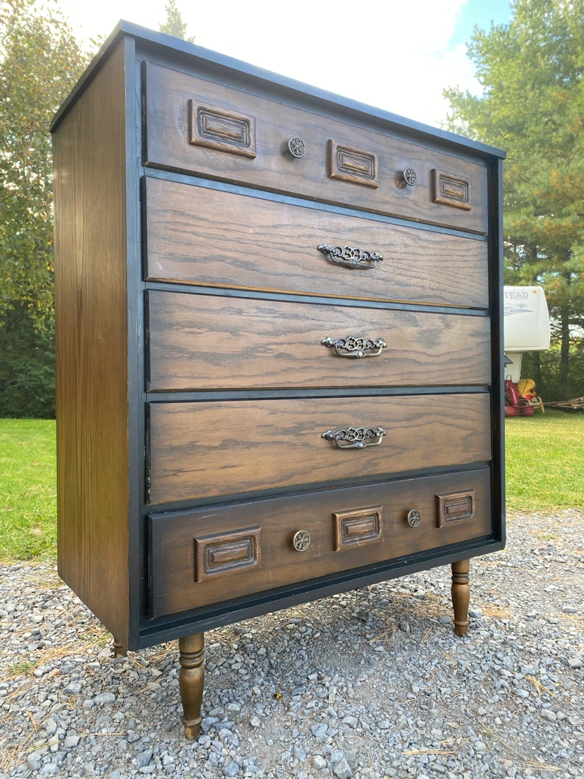 Vintage Oak Wood Highboy Dresser (CAN DELIVER) - photo 2
