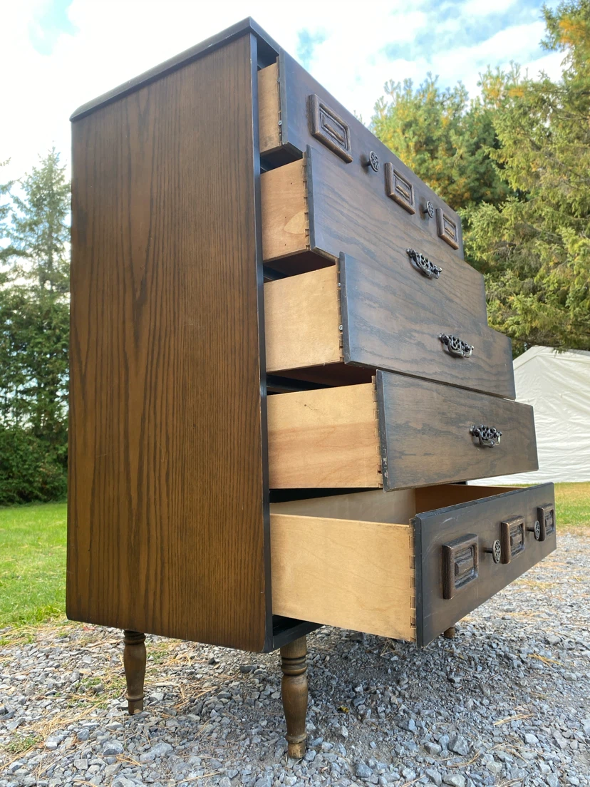 Vintage Oak Wood Highboy Dresser (CAN DELIVER) - photo 3