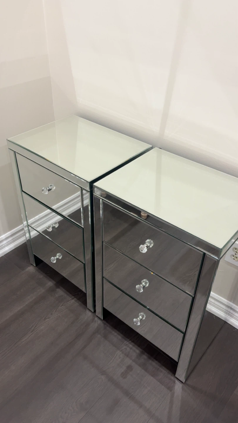 Two Mirrored Nightstands