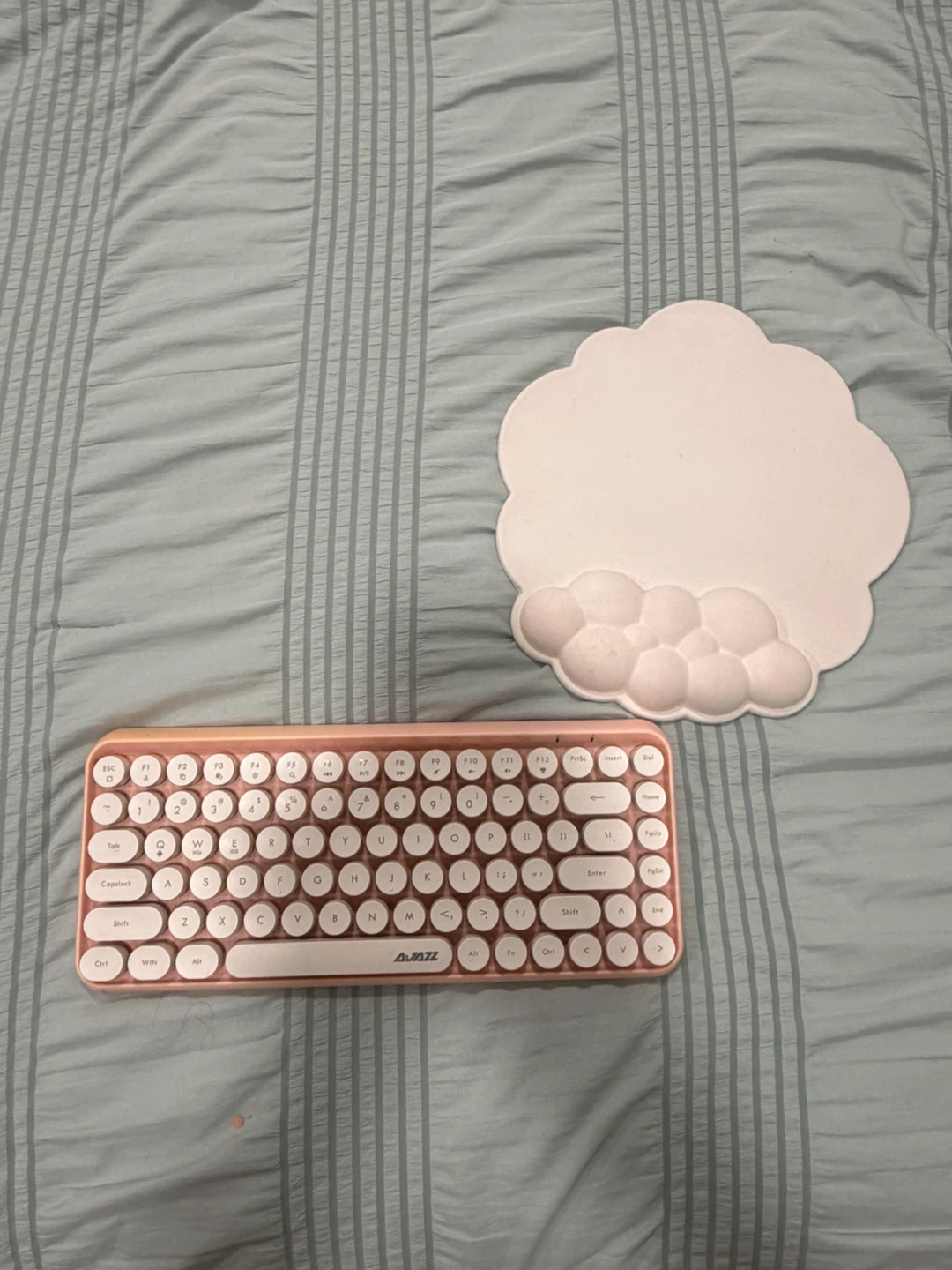 Ajazz Pink Bluetooth Keyboard with Cloud Wrist Rest