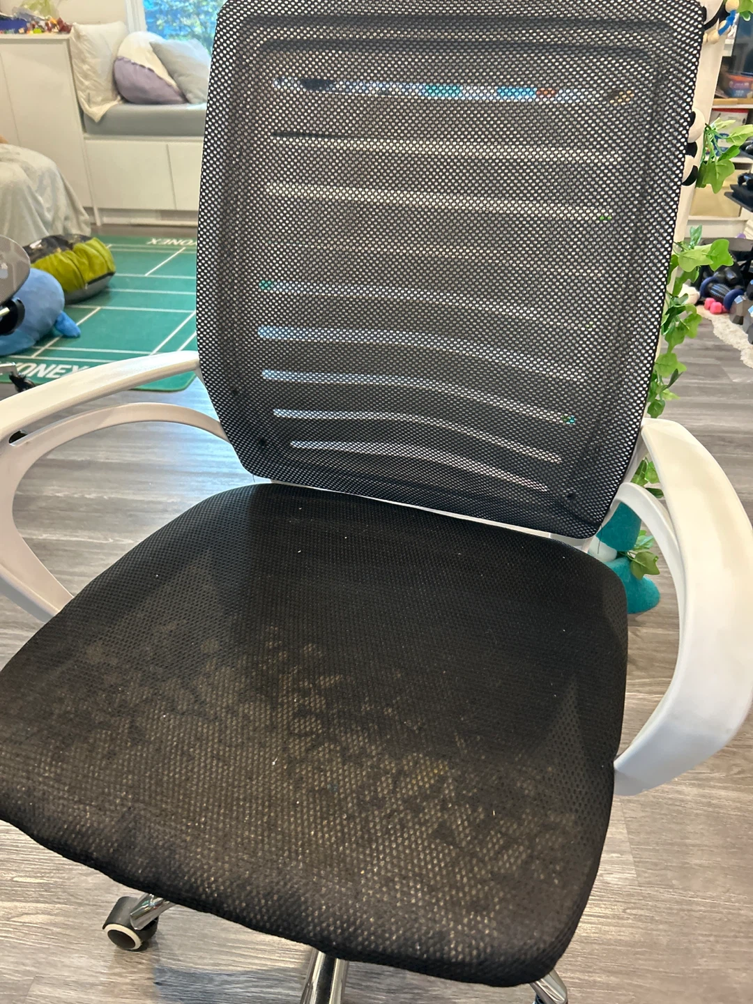 Black Mesh Office Chair with White Frame