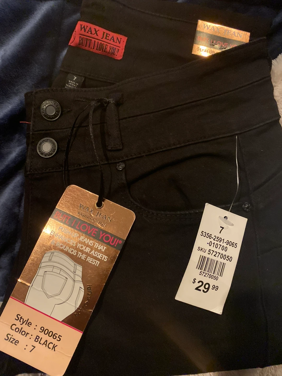 Wax Jean Butt, I Love You! Skinny Jeans - Black, Size 7