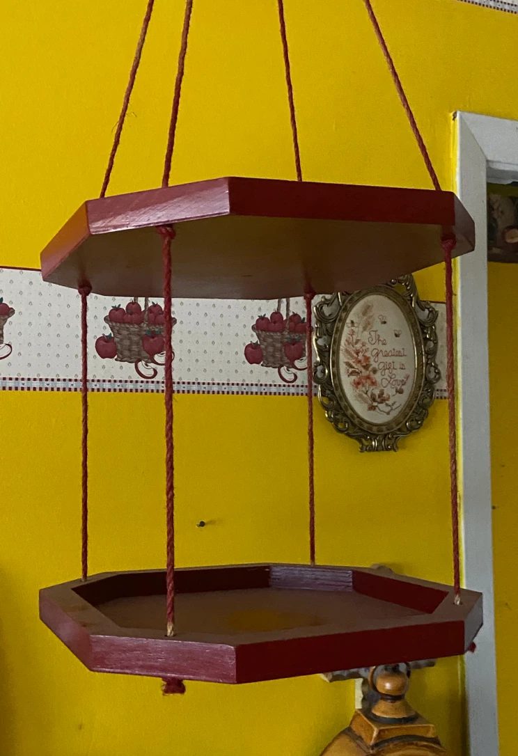 Two-Tier Hanging Hexagonal Wooden Plant Shelf - photo 4