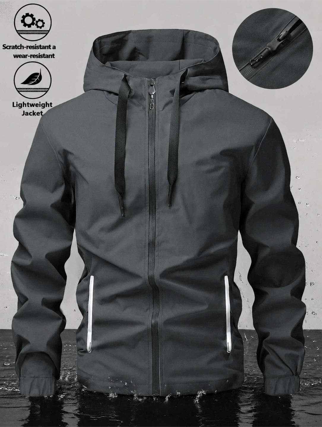 Grey Lightweight Hooded Jacket