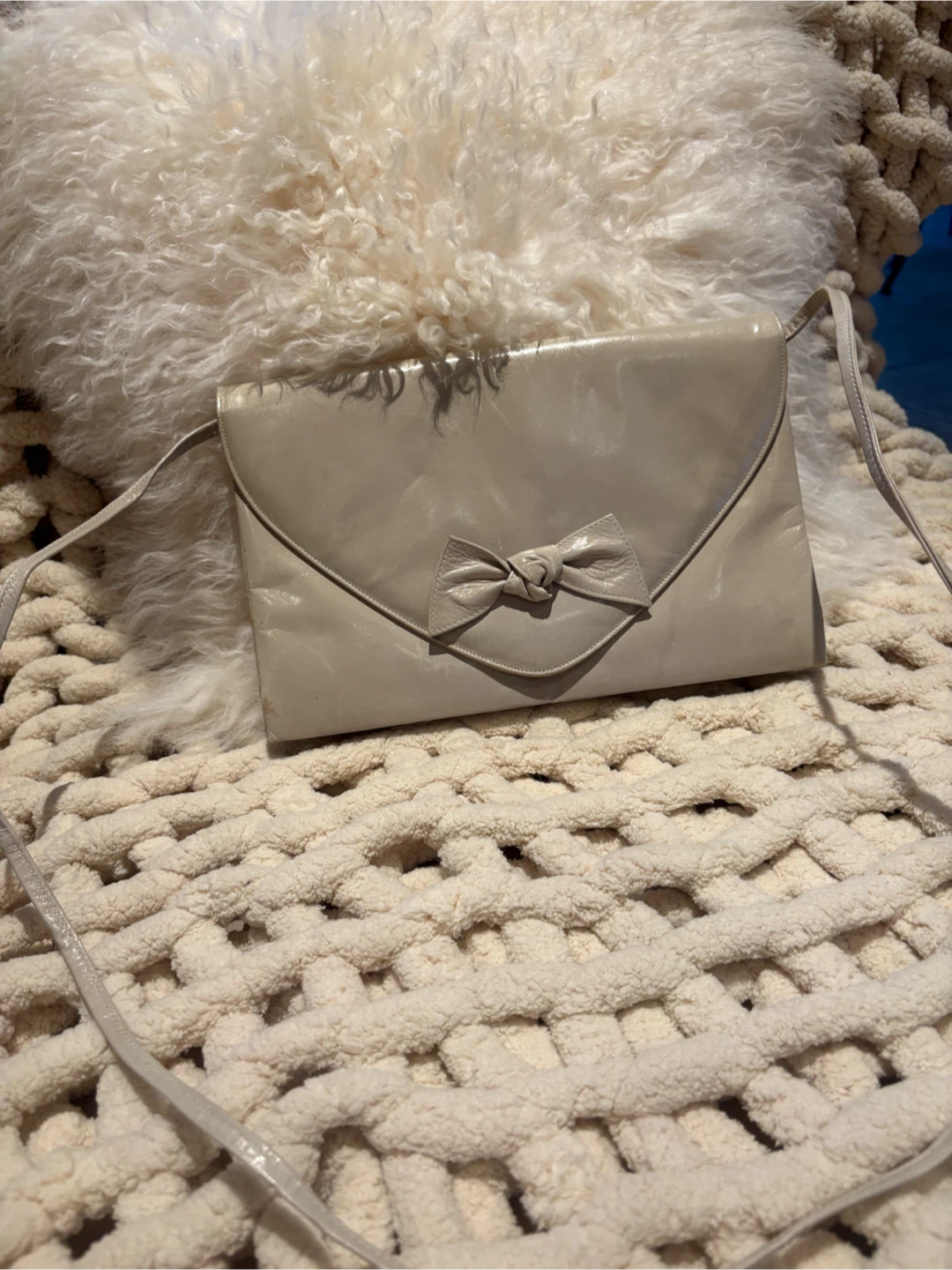 Vintage Beige Bow Shoulder Bag - photo 2