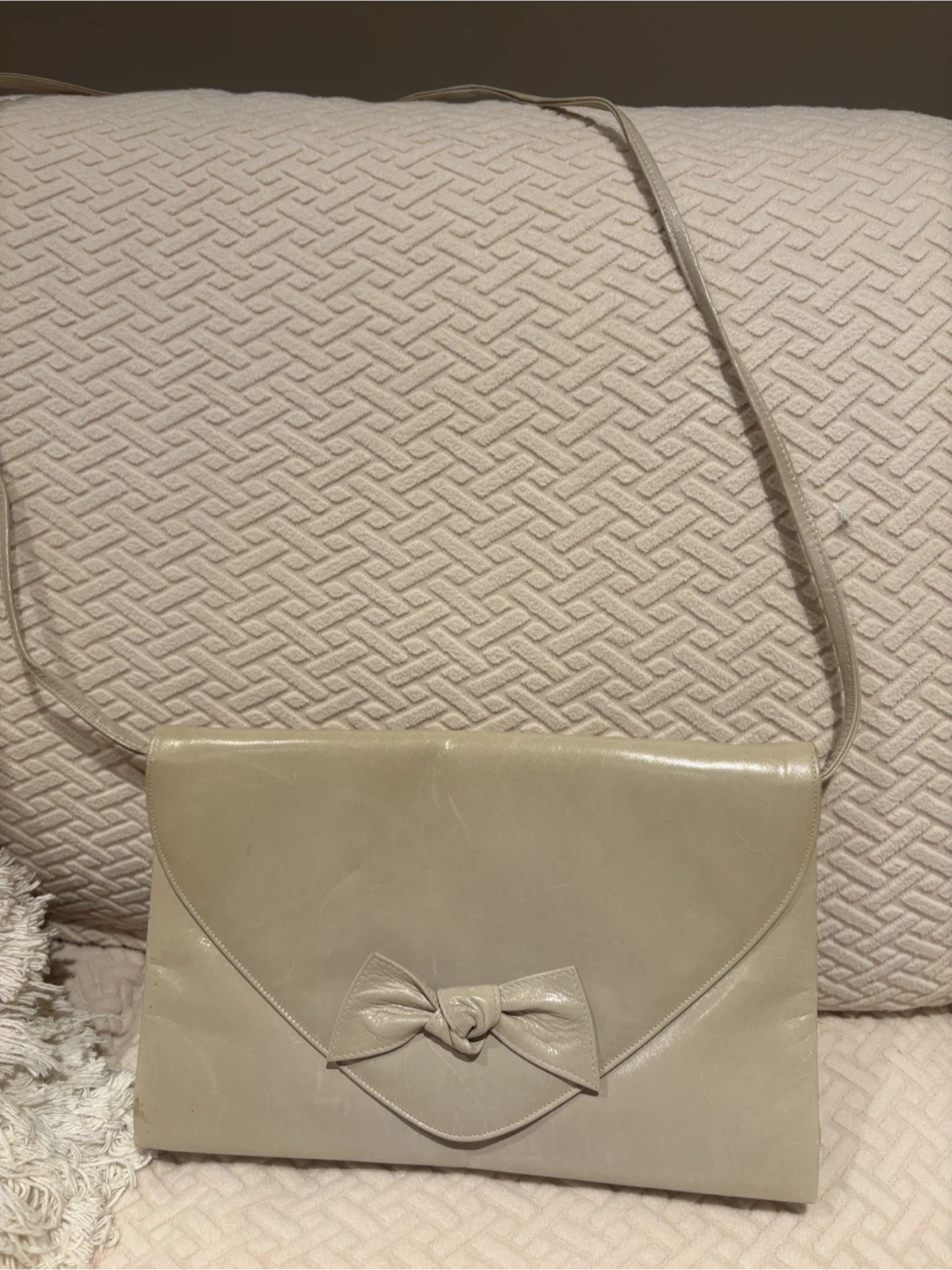 Vintage Beige Bow Shoulder Bag - photo 3