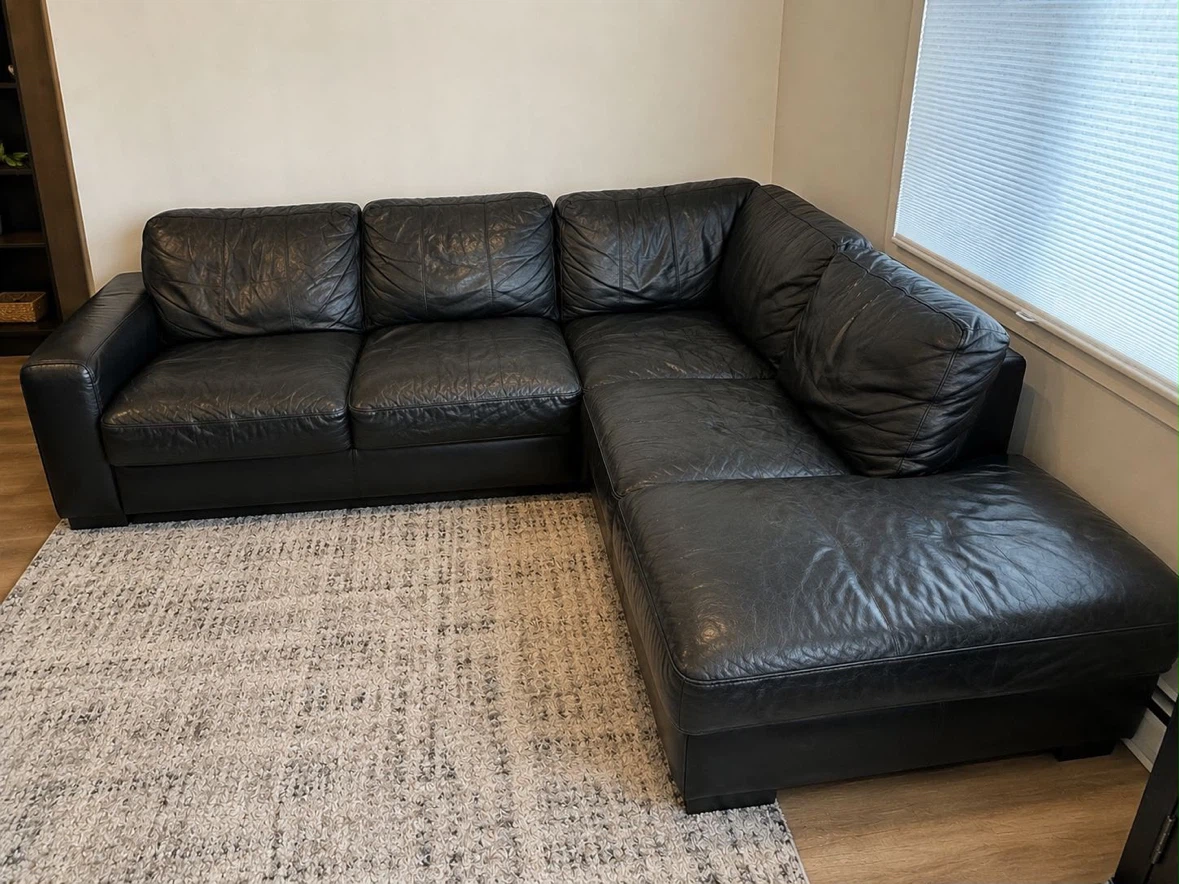 Black Leather Sectional Sofa