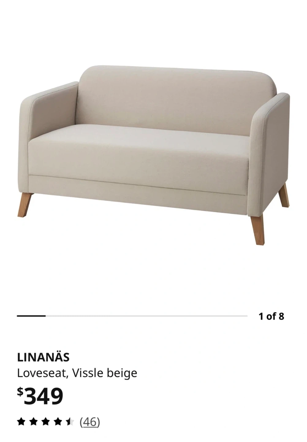 IKEA sofa couch LINANÄS Loveseat, Vissle Beige