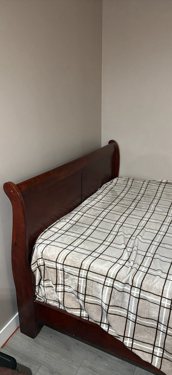 Dark Wood Sleigh Bed Frame with mattress free