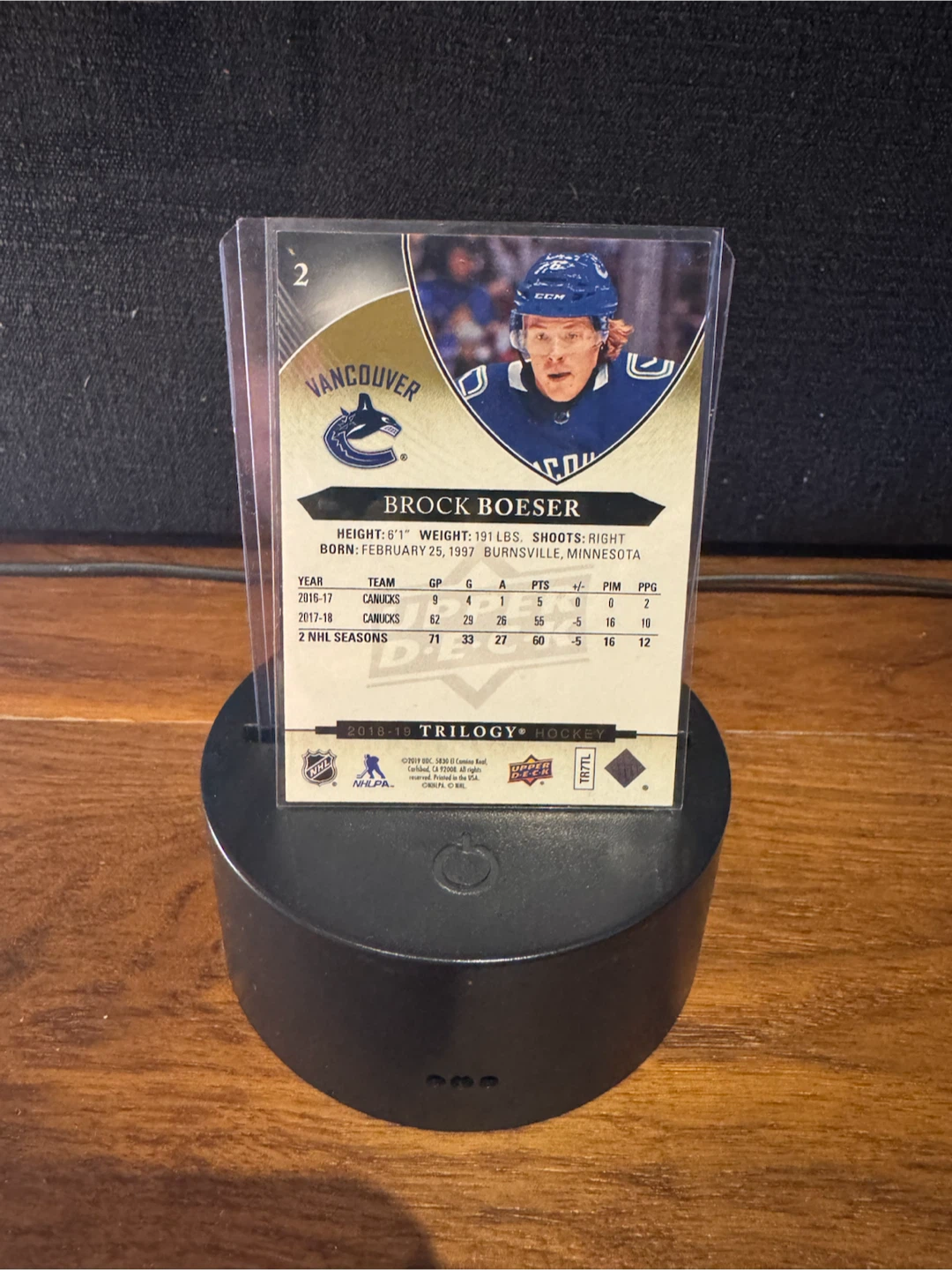 Vancouver Canucks Upper Deck 2018-19 Trilogy #2 Brock Boeser - photo 2