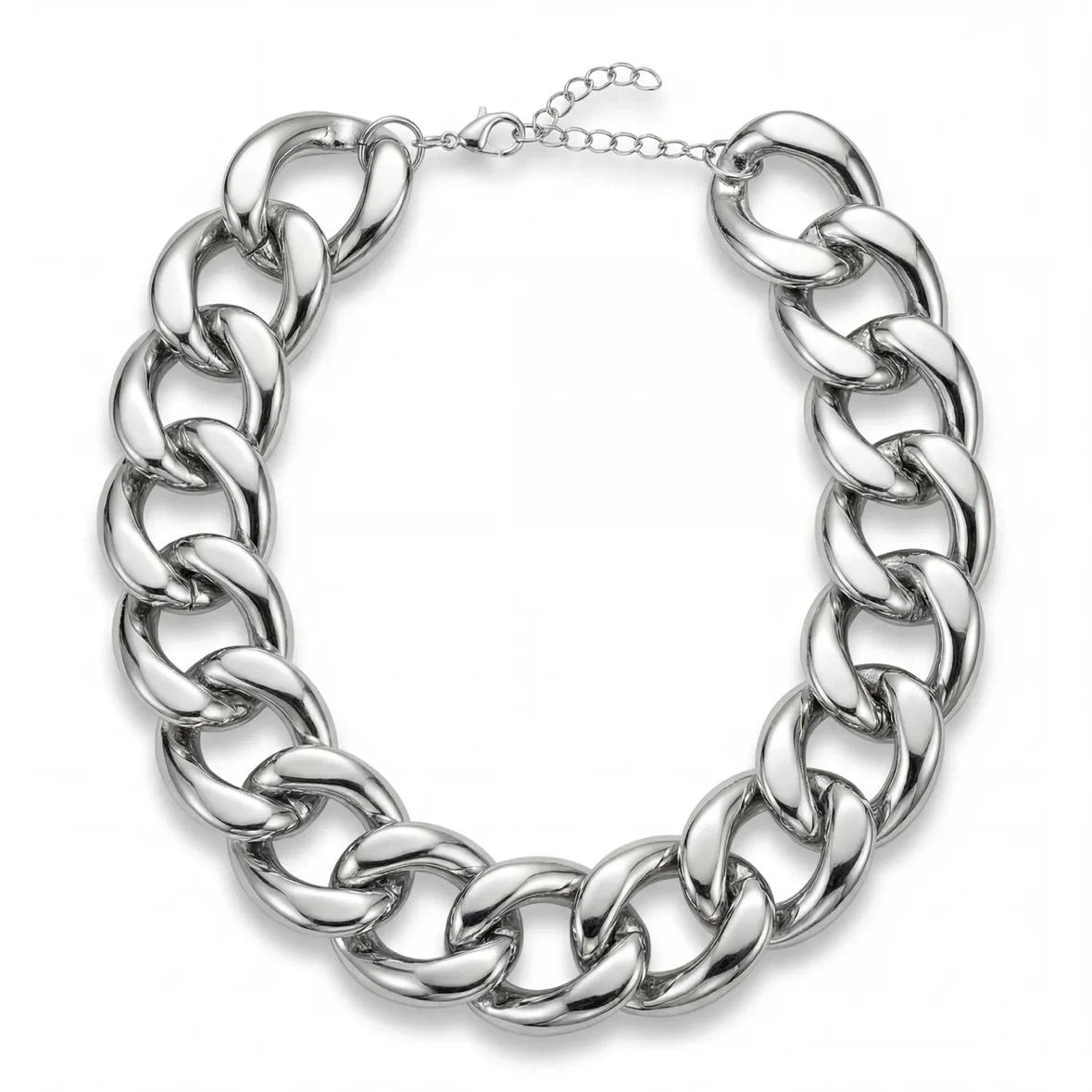 Chunky Silver-Tone Chain Choker Necklace - photo 3