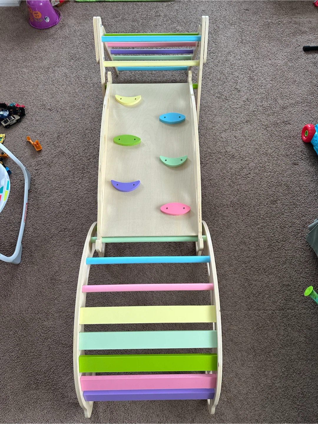 Kids Wooden Climbing Triangle and Rocker Set