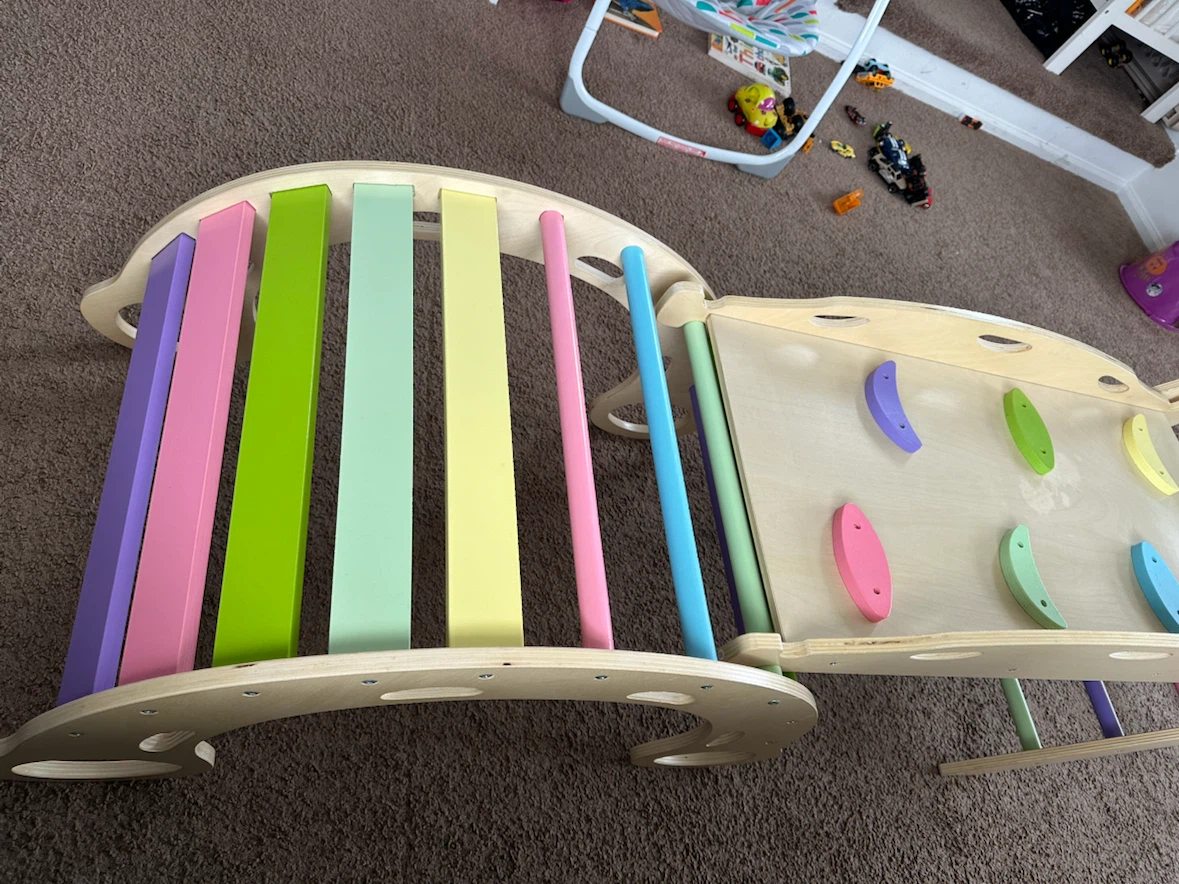 Kids Wooden Climbing Triangle and Rocker Set - photo 2