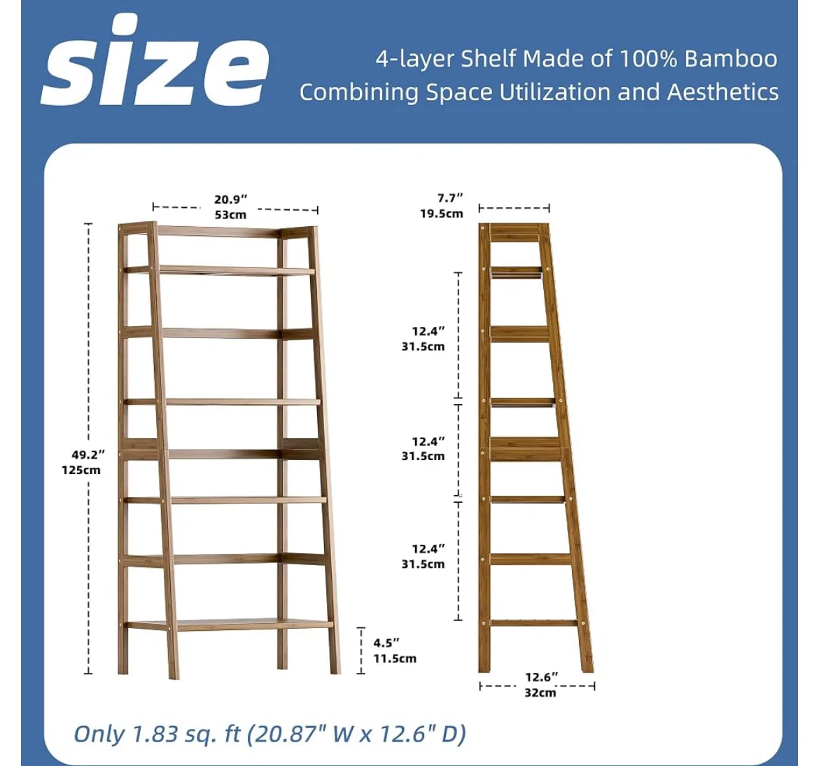 4-Layer Bamboo Ladder Shelf - photo 3