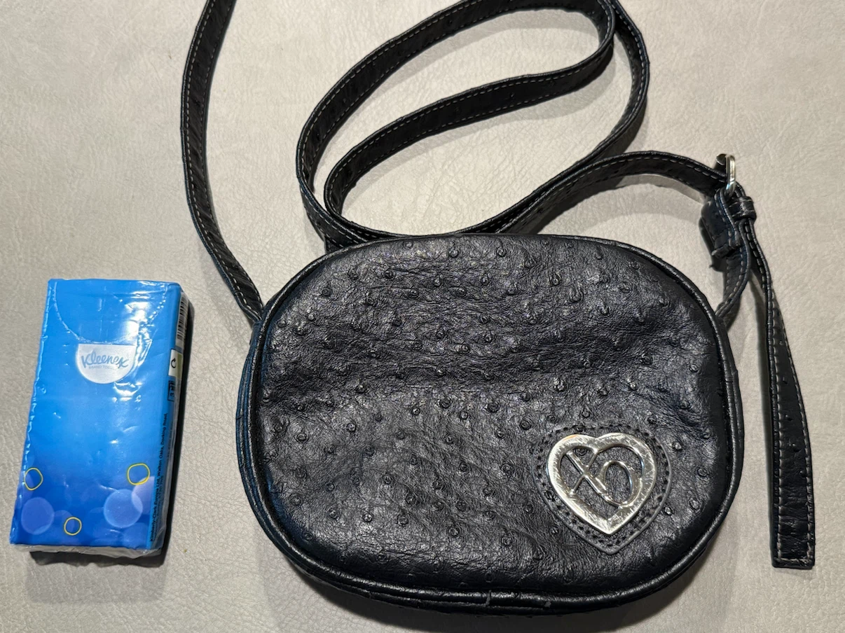 Black Ostrich-Texture Mini Crossbody Bag - photo 2