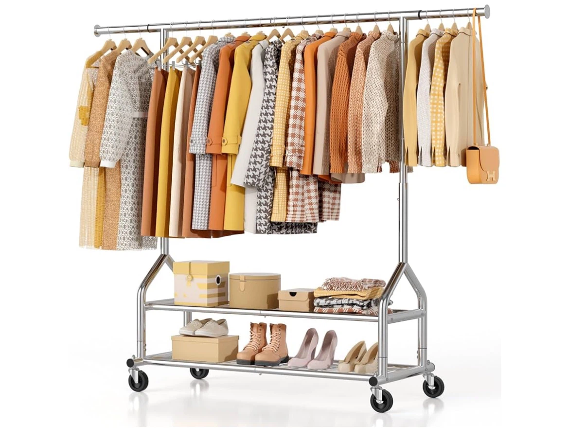 Heavy-Duty Rolling Clothes Rack
